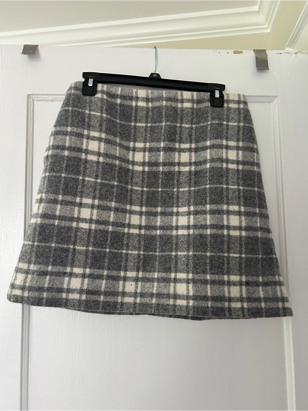 UNIQLO Gray Plaid Wool-Blend Mini Skirt